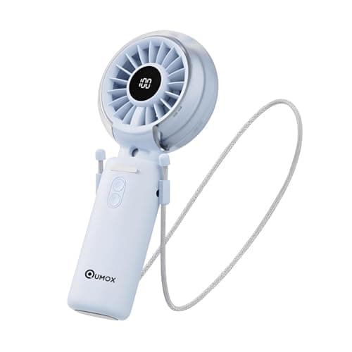 Qumox Handheld Foldable Mist Fan, Portable Rechargeable USB Mini Fan, Blue