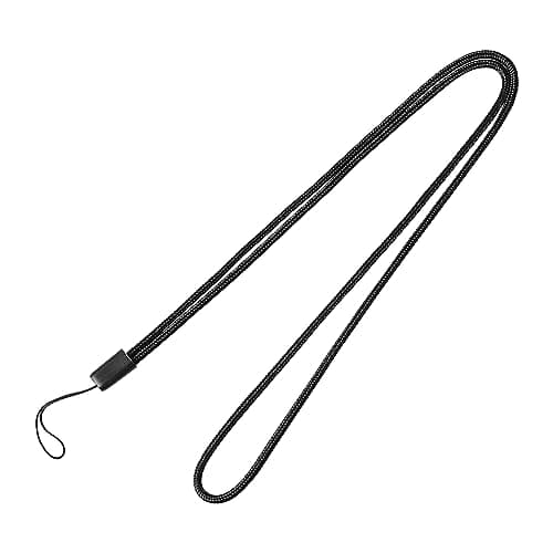 Sourcingmap Nylon Woven Lanyards, 18 Inches Round Neck String, 1 Pcs Thin Keychain Strap Lanyard for Keys Pen ID Camera Mobile Cell Phone Badges Holder Office, Black