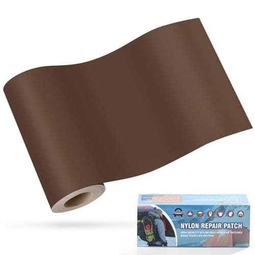 OAZ 10x160 cm Nylon Repair Patches Nylon Fabric Patch Self-Adhesive Tent Repair Patch Kit Waterproof Lightweight Nylon Repair Tape for Clothing Down Jacket Sleeping Bag Brown