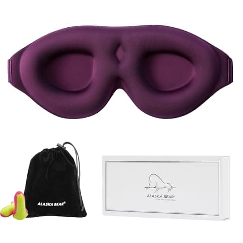 ALASKA BEAR Memory Foam Sleep Mask, Contoured 3D Eye Cups, Purple