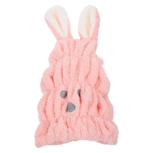 Didiseaon Hair Drying Cap for Home and Outdoor Travel Boys and Girls and Babies Cartoon Rabbit Coral Fleece, Quick Drying Hair Wrap Towel, Comfortable and Super Absorbent Shower Hat