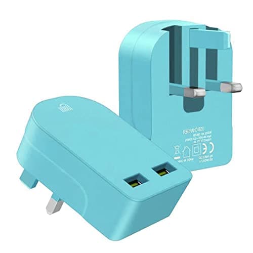 AMO Green Foldable Charger High-speed Dual USB wall adapter USB-A Ports Compact Travel Charger Compatible For iiPhone/i Pad/i Pod/Samsung Galaxy Tab/HTC/Tablet etc
