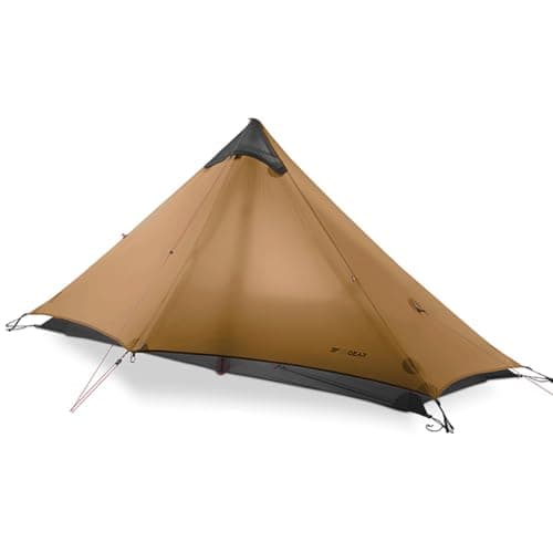 Telomat 3F Lanshan1 Ultralight Poleless Tent for 1-Person, 3/4 Season, Khaki, Waterproof, Portable, Backpacking, Camping, Hiking, Fishing, Mountaineering