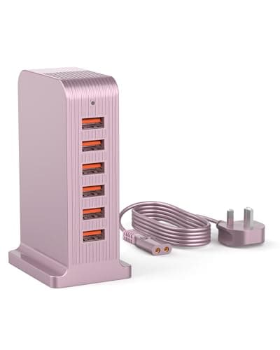 6 Port USB Charging Station 50W, Multi USB Charger Tower