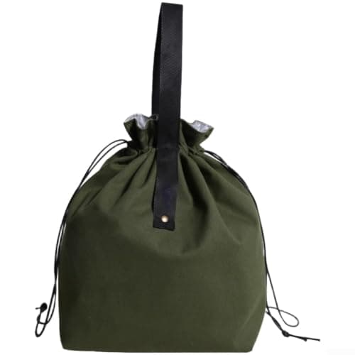Fauhapyway Insulated Lunch Bag Canvas Thermal Tote 21x30cm(Green)