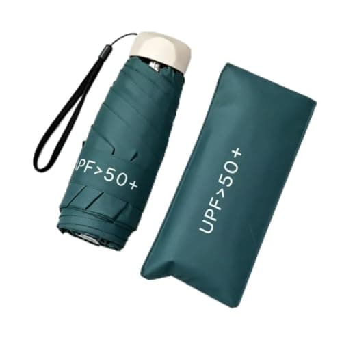 Lapyrioy Mini Travel Sun Umbrella, Small Compact UV Protection Umbrella for Sun and Rain (Teal)