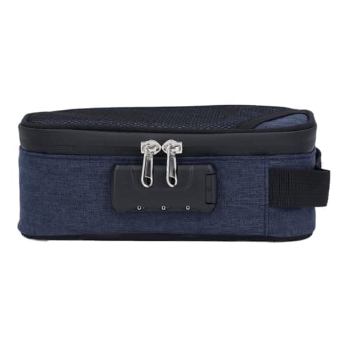 Odor Resistant Storage Bag, Code Lock Design Odor Resistant Suitcase Container Lightweight Multifunctional Easy to Use for Travel (Dark Blue)