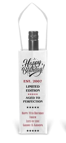Personalised Birthday Gift Bag for 70cl Bottle of Wine Spirits Limited Edition Design For 18th 21st 30th 40th 50th 60th 65th 70th 80th Dad Son Grandad Daddy