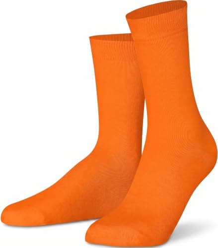 Mysocks Finest Cotton Dress Socks for Men Women - Super Soft Breathable Plain Orange Crew Socks for Business Casual Looks Orange 7-11