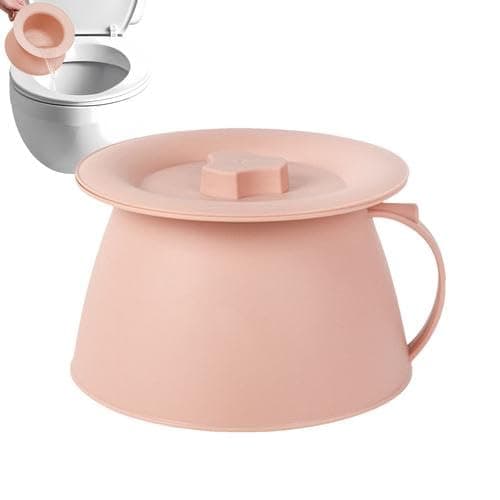 Commode Bucket with Lid, 1.5L Portable Pee Bucket Chamber Pot for Adults Women Men, Small Urine Bedside Potty Bin, Toilet Bucket with Lid for Camping Travel Tent Bathroom Elderly Male Female - Pink