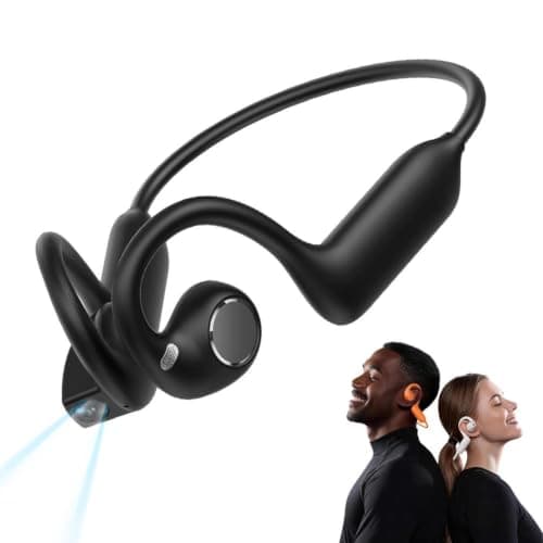 AI Bluetooth Headphones with Camera, Open Ear Wireless Earbuds (Black)