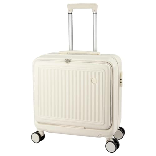 GREENSAPPIRE 18 Inch Carry-On Luggage with Dual Laptop Compartments – Lightweight ABS+PC Hard Shell Suitcase with TSA-Approved Lock, Smooth 4-Spinner Wheels, Durable Travel Case for Air Travel (White)