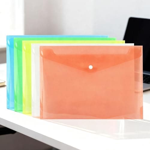 Trimming Shop A4 Plastic Document Wallets with Snap Closure, 5pcs