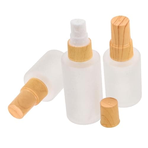 ERINGOGO 3 Piece Frosted Glass Spray Bottles with Bamboo Caps for Travel