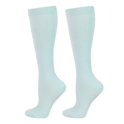 Cheeroyal 2 Pairs Compression Socks for Women Men Circulation-Best Support for Nurses,Running,Athletic,Travel (UK, Alpha, S, L, Regular, Regular, S-M, Sky Blue)