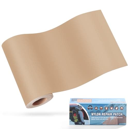 OAZ 10x160 cm Nylon Repair Patches Nylon Fabric Patch Self-Adhesive Tent Repair Patch Kit Waterproof Lightweight Nylon Repair Tape for Clothing Down Jacket Sleeping Bag Khaki