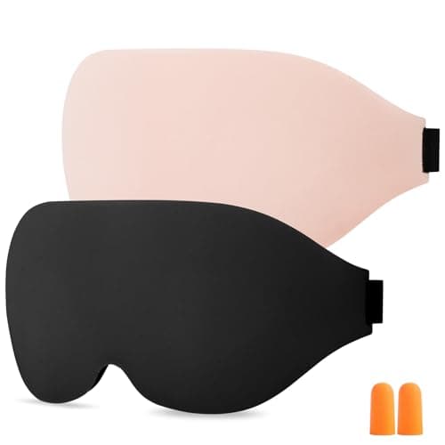 URAQT 100% Blackout Sleep Masks, 2PCS 3D Adjustable Deep Eye Mask, Zero Pressure Sleeping Eye Mask, Ergonomic Design, Unisex for Sleeping, Nap, Travel