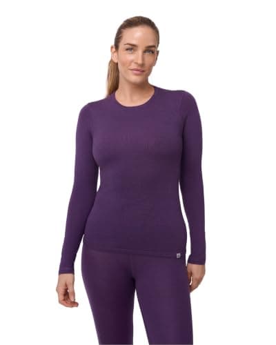 DANISH ENDURANCE Merino Thermal Top for Women, Midweight 180 GSM, Purple, M
