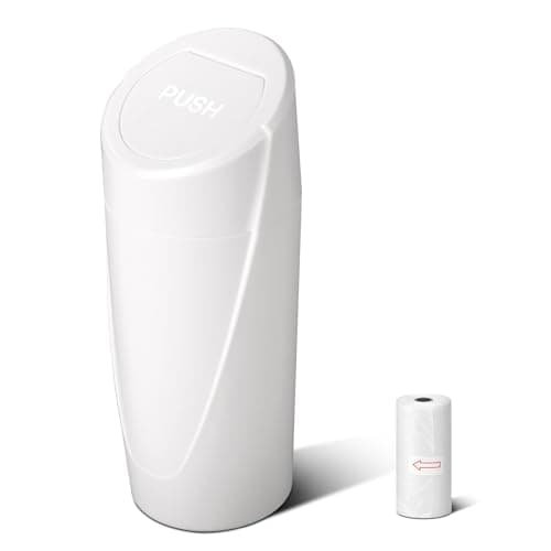 SGLRT Car Trash Can Bin with Lid - Car Garbage Can Cup Holder - White Mini Leakproof Vehicle Trash Garbage Can Bin with 20pcs Trash Bags-Car Organizers and Storage for Front Back Seat Accessories