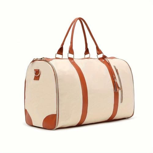 ZBDZSW Large Faux Leather Duffle Bag Set Detachable Tote Waterproof Stylish Includes Shoe Pouch Women's Travel Business Trips