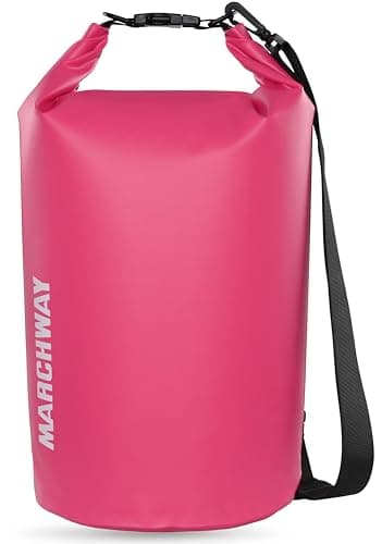 MARCHWAY Floating Waterproof Dry Bag Backpack 5L/10L/20L/30L/40L, Roll Top Sack Keeps Gear Dry for Kayaking, Rafting, Boating, Swimming, Camping, Hiking, Beach, Fishing (Pink, 20L)