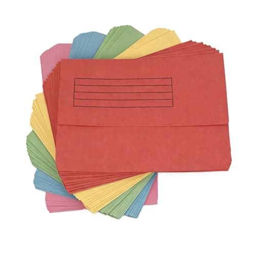 Foolscap Document Wallets 285gsm, Assorted Colours, Pack of 10 Folders (Assorted)