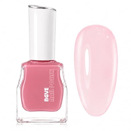 Jelly Nail Polish - Sheer Pink Translucent Nail Varnish - Long Lasting Quick Dry Breathable High Glossy Clear Nude Pink Nail Paint - Buildable for French Manicure DIY Nail Art No UV Needed Home