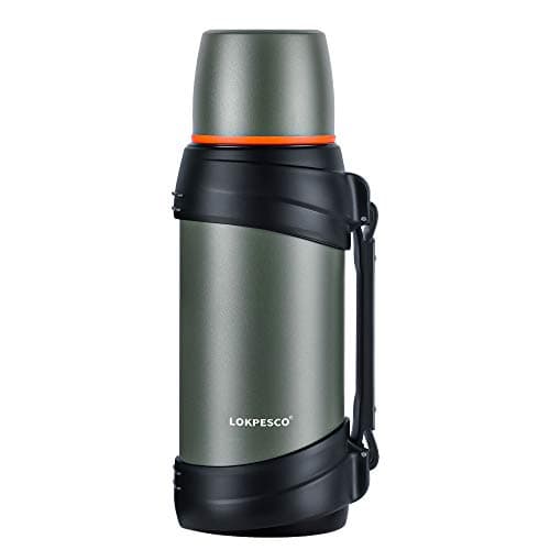 LOKPESCO Large Capacity Flask for Hot and Cold Drinks, 2L Stainless Steel Vacuum Insulated Coffee Thermo Flask with 2 Cups, Oversized Hot Water Bottles for Travel, 24hrs Hot/Cold, BPA Free, Leakproof