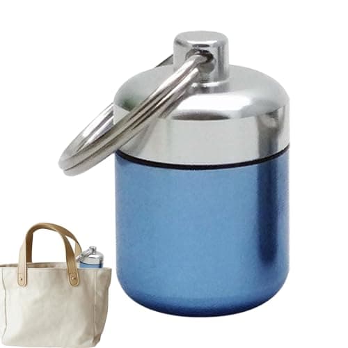 Mini Aluminum Storage Container - 4.2x2.7 Cm Keyring Pill Holder, Space Saving Organizer, Lightweight Pocket Sealable, Durable Colorful Travel Accessory Case | Jewelry Earplug Hiking Daily Use