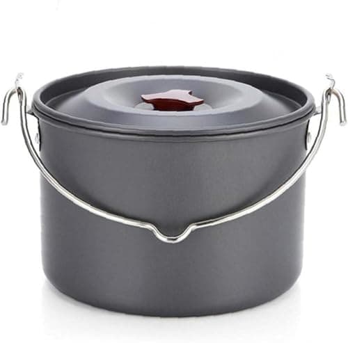 Lightweight Aluminum Camping Hanging Pot with Lid, Large Cookware for 5-6 People, Ideal for Campfire, Picnic and Outdoor Activities
