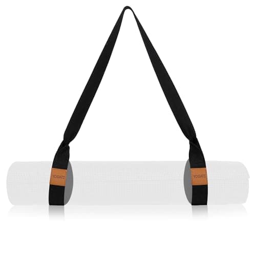 YOGATI® Adjustable Non-Slip Yoga Mat Strap | Yoga Straps for Stretching, Pilates Mat Carry Strap and Fitness Stretch Straps, Exercise Mat Sling for Travel, Gym, Studio and Home Workouts - Black