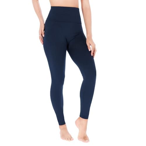 FUTURO FASHION Women’s Petite High Waist Leggings with Fleece Lining – Lightweight Thermal Leggings Navy 8/10