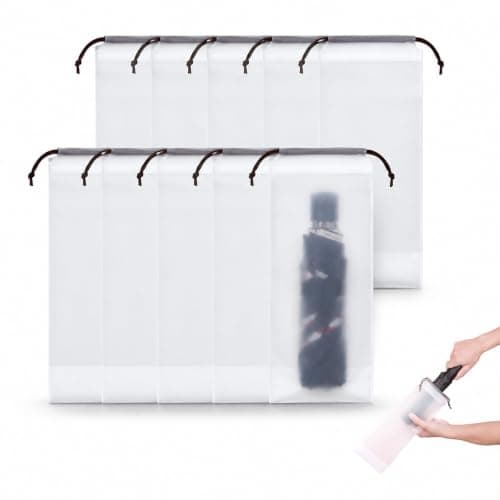 Clear Waterproof Drawstring Wet Umbrella Storage Bags 10 Pack