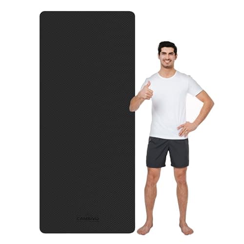 CAMBIVO Extra Long Yoga Mat for Tall Yogis - 213x81cm XL TPE Exercise Mat for Professional Practice for Stretching & Planks - Non-Slip Fitness Mat with Carrying Strap Included (Black)