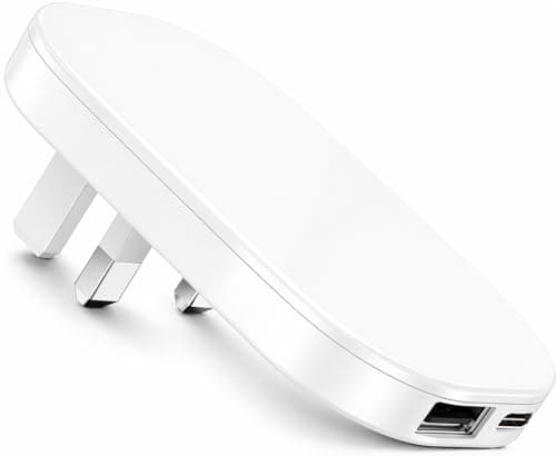 Ultra Slim 30W USB Wall Charger Plug UK Foldable Fast Charging Adapter, Dual Port USB-A + USB-C, Compact Travel Charger for iPhone, iPad, Samsung, Laptop, Nintendo Switch (White)