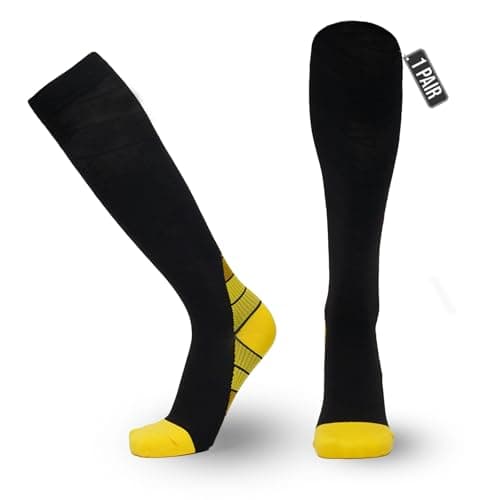 JIATAOBAO Compression Socks for Men & Women 20-30 mmHg Medical Grade – Graduated Support for Running, Travel, Nursing & Pregnancy Boost Circulation, Reduce Swelling, Anti-Slip Design (yellow, S/M)