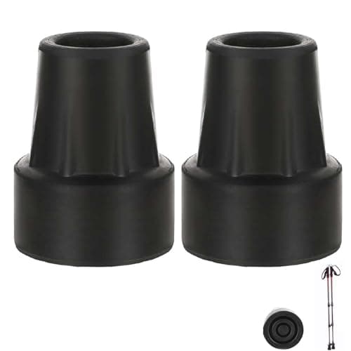 wodehahagou 2 Pack Rubber Walking Stick Tips - Durable Non-Slip Extreme Grip - Non-Slip and Stable Cane Accessories for Walking