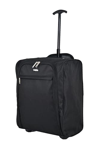 ZAHRAB Easyjet 45x36x20 Underseat Bag Lightweight Hand Luggage Cabin Bag Trolley with Wheels Flight Bags Suit Case (Black)