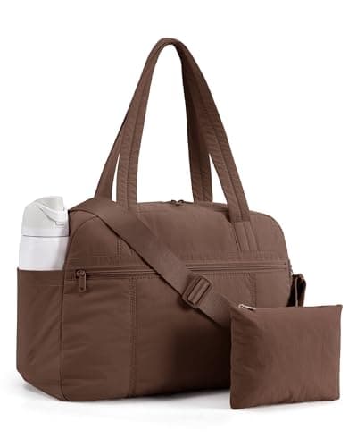 LIGHT FLIGHT Women's Gym Bag 24L Travel Bag with Small Makeup Pouch Lightweight Sports Bag Underseat Cabin Bag Carry on for EasyJet Ryanair Waterproof Weekend Overnight Handbag Coffee Brown