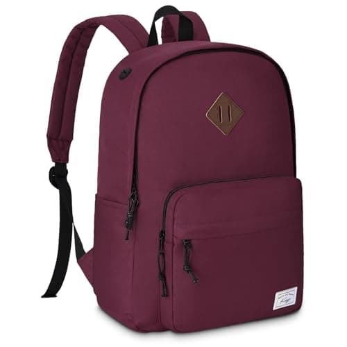 Kasgo 17.8L Lightweight School Backpack for Women Teens Girls, Wine Red