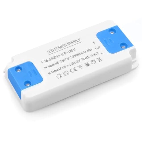 LED Transformer 15W, Ultra Slim 12V LED Driver 240V AC to 12V DC 1.25A, Constant Voltage Power Supply Adapter, Low Voltage Converter for Strip Light, Downlight and G4, MR11, MR16 Light Bulb