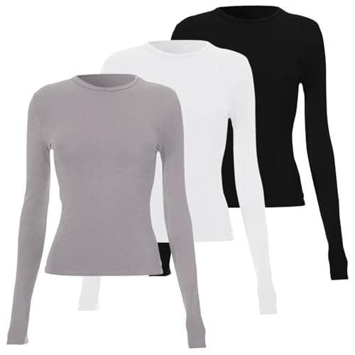 Women's Thermal Tops 3 Pack Long Sleeve Tops for Women Soft Breathable Slim Fit Base Layer Shirt Ideal for Thermal Layering Casual Wear Womens