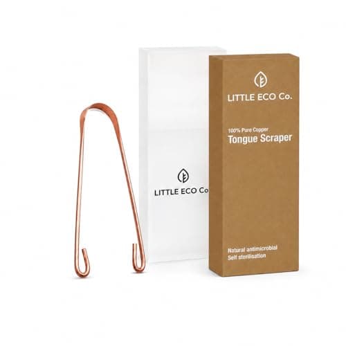 The Little Eco Company Copper Tongue Scraper for Adults with Recycled Plastic Travel case Eco Friendly