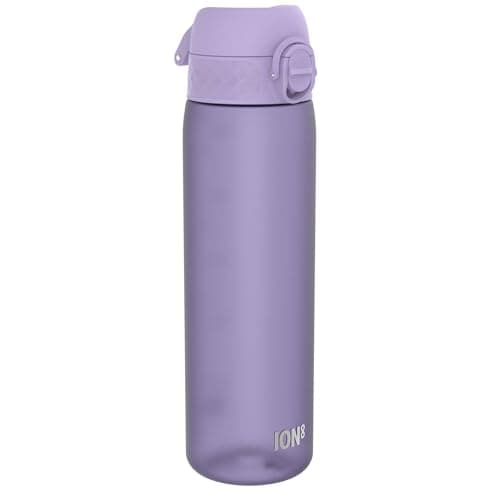 Ion8 Water Bottle, 500 ml/18 oz, Leak Proof, Easy to Open, Secure Lock, Dishwasher Safe, BPA Free, Hygienic Flip Cover, Carry Handle, Fits Cup Holders, Easy Clean, Carbon Neutral, Purple