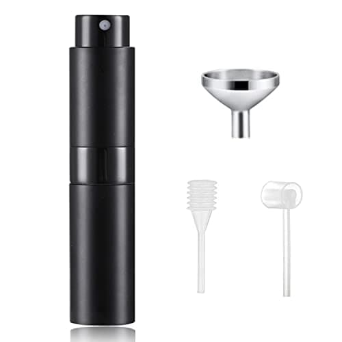 SONGQEE 8ml Travel Atomiser Refillable, Mini Refillable Spray Bottle, Upgraded Perfume Atomizer Pod and Refill Pump for Outdoor Traveling (Black)