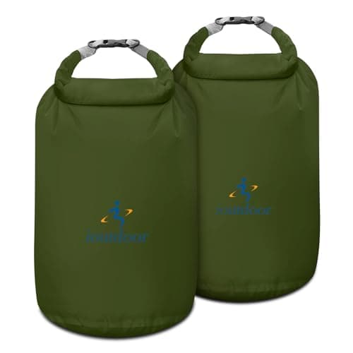 ioutdoor Dry Bag Set,2L/5L/10L/20L Waterproof Dry Sacks (Army Green 2L+5L)