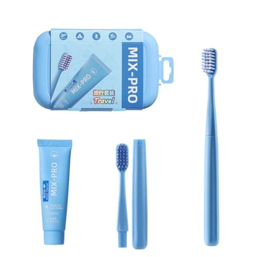 Vonmerie Travel Toothbrush kit & Toothpaste Portable Set, Compact Dental Care Kit,Travel & Business Trip(Blue)