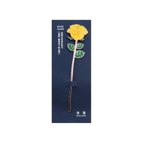 Metal Flower Leaf Bookmarks Rose Book Clip, Alloy Reading Bookmark Page Folder Office Supplies(Yellow Rose)