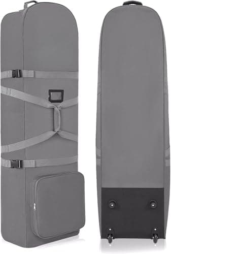 Golf Travel Bags with Wheels, 1200D Heavy Duty Oxford Wear-Resistant with Extra Storage Bag, Lightweight & Portable Golf Club Travel Cover for Airlines Easy Storage,Grey:Handle