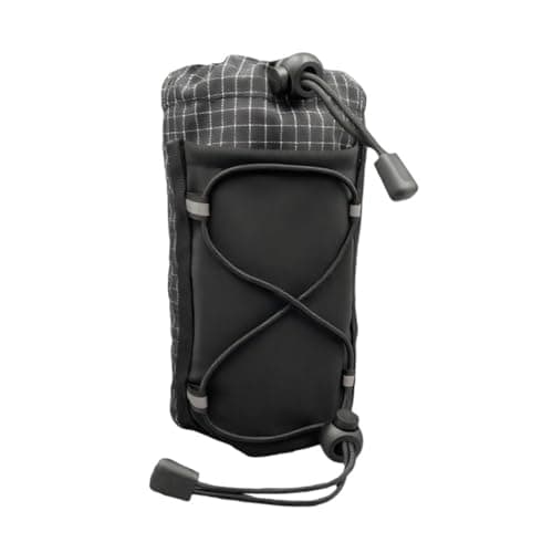 Molle Water Bottle Holder Drawstring Sports Water Bottles Pouch Bag Hydration Carrier for Travel Camping Hiking (Black, 18.5cm*8.7cm)